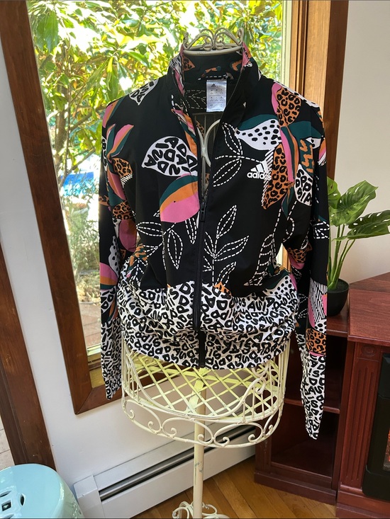 adidas Jackets & Blazers - Adidas/Farm Rio Women's Black Floral & Leopard Print Zip Jacket